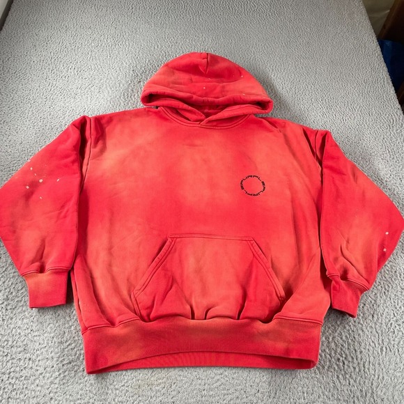 PURPLE BRAND Heavy Tie Dye Fleece Pullover Hoodie Red Size Small Sweatshirt